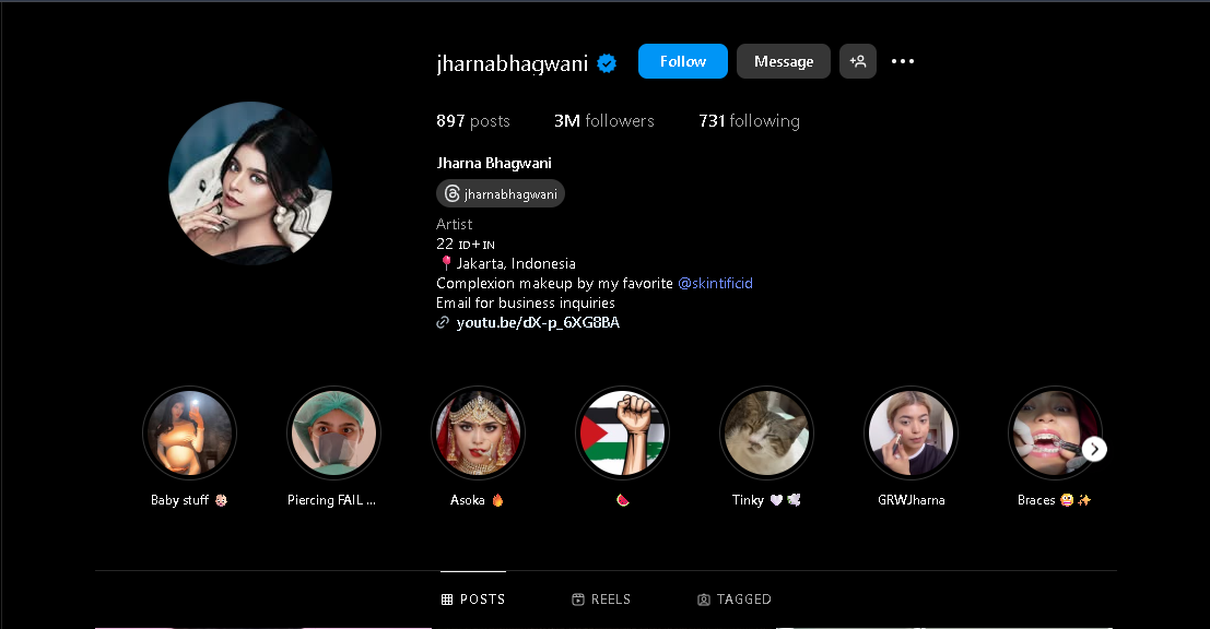 Jharna Bhagwani Skincare Influencer Indonesia